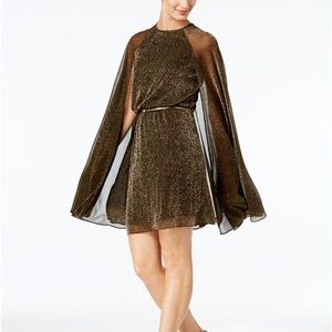 Calvin Klein Metallic Cape Dress. Size 10.